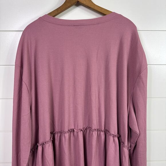 Torrid Knit V-Neck Lace Long Sleeve Waffle Thermal Babydoll Shirt Purple sz 4 - Picture 8 of 8